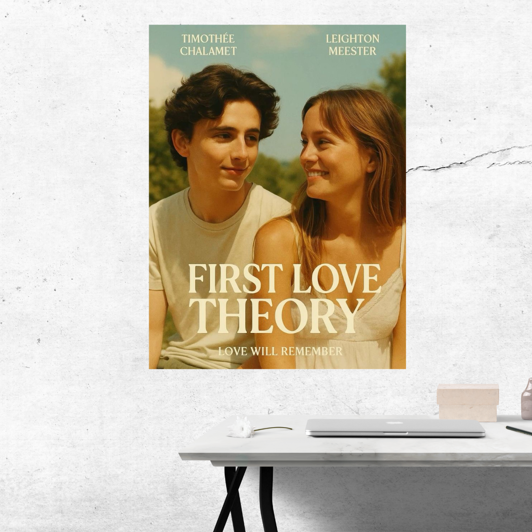 TIMOTHEE CHALAMET & LEIGHTON MEESTER “First Love Theory” Movie Poster
